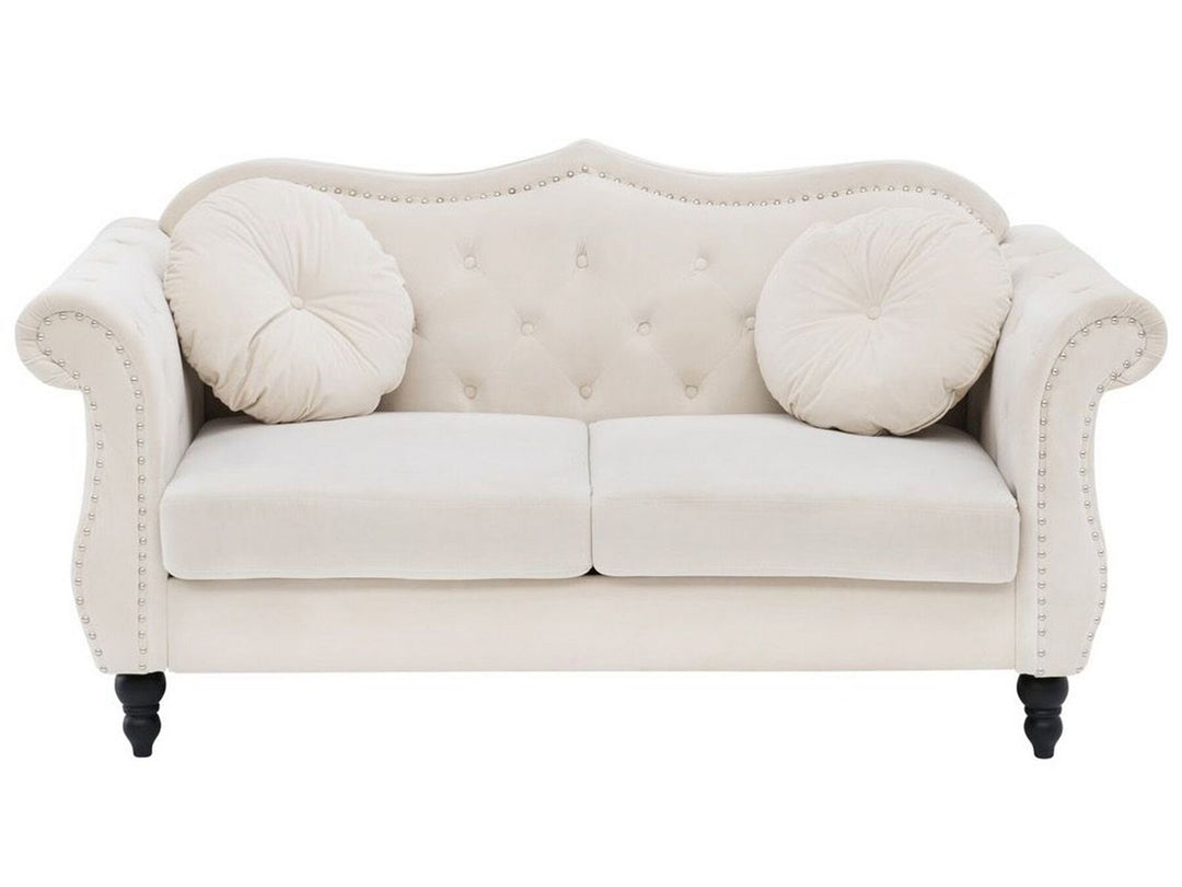 Skien 2 Seater Velvet Sofa Beige
