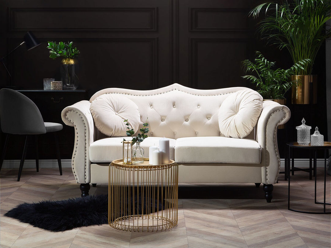Skien 2 Seater Velvet Sofa Beige