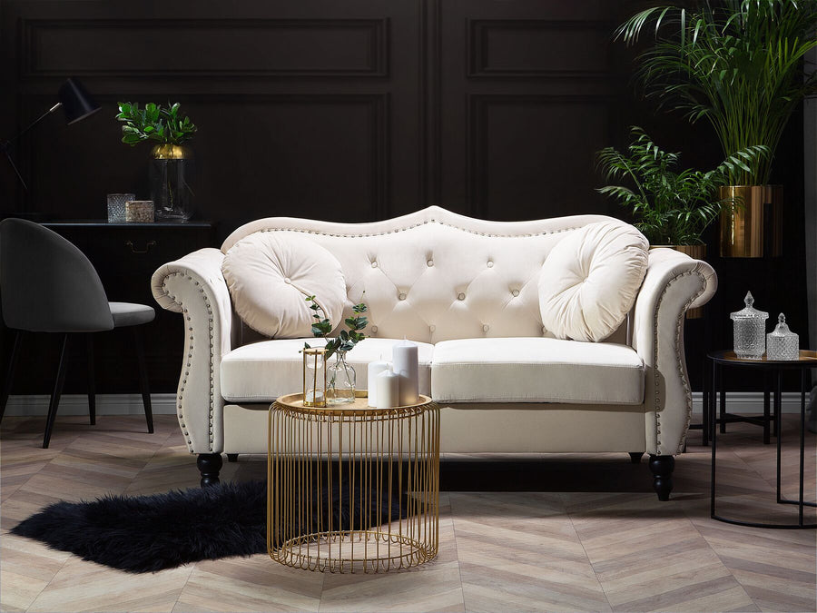 Skien 2 Seater Velvet Sofa Beige