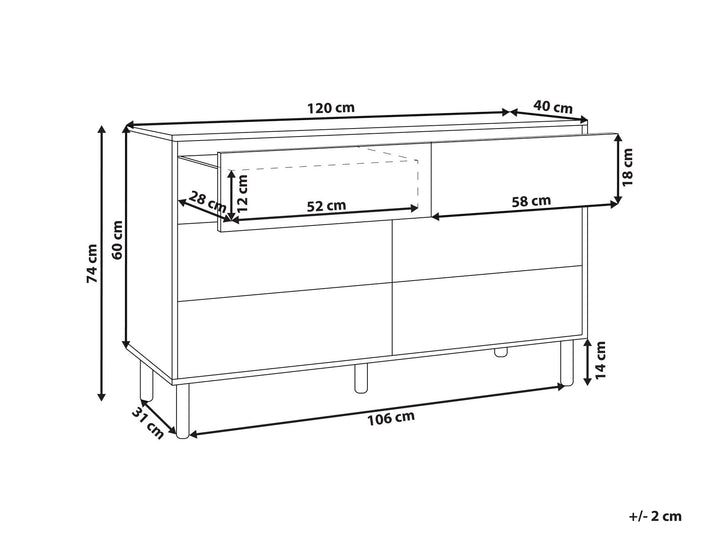 Maybery 6 Drawer Chest Light Wood