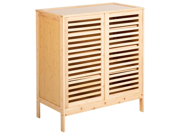 Shoe Storage Cabinet Bamboo Wood Light Brown Ashton