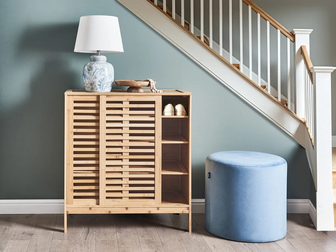 Shoe Storage Cabinet Bamboo Wood Light Brown Ashton