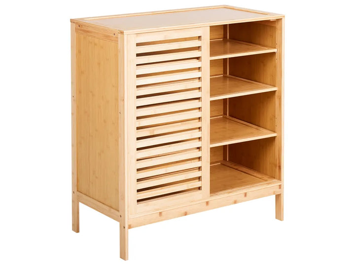 Shoe Storage Cabinet Bamboo Wood Light Brown Ashton