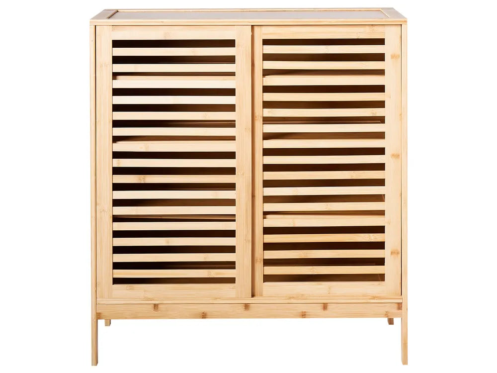 Shoe Storage Cabinet Bamboo Wood Light Brown Ashton