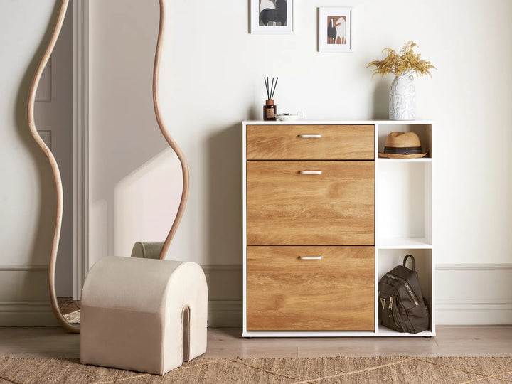Shoe Storage Cabinet Light Brown/ White Marden