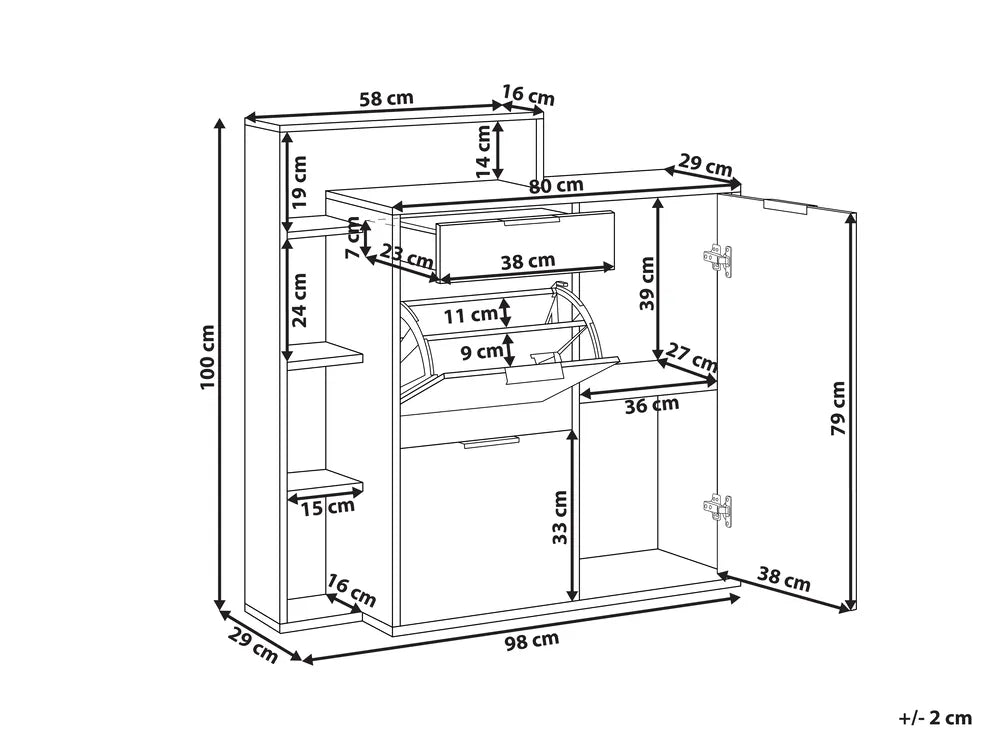 Shoe Storage Cabinet Light Brown Navara