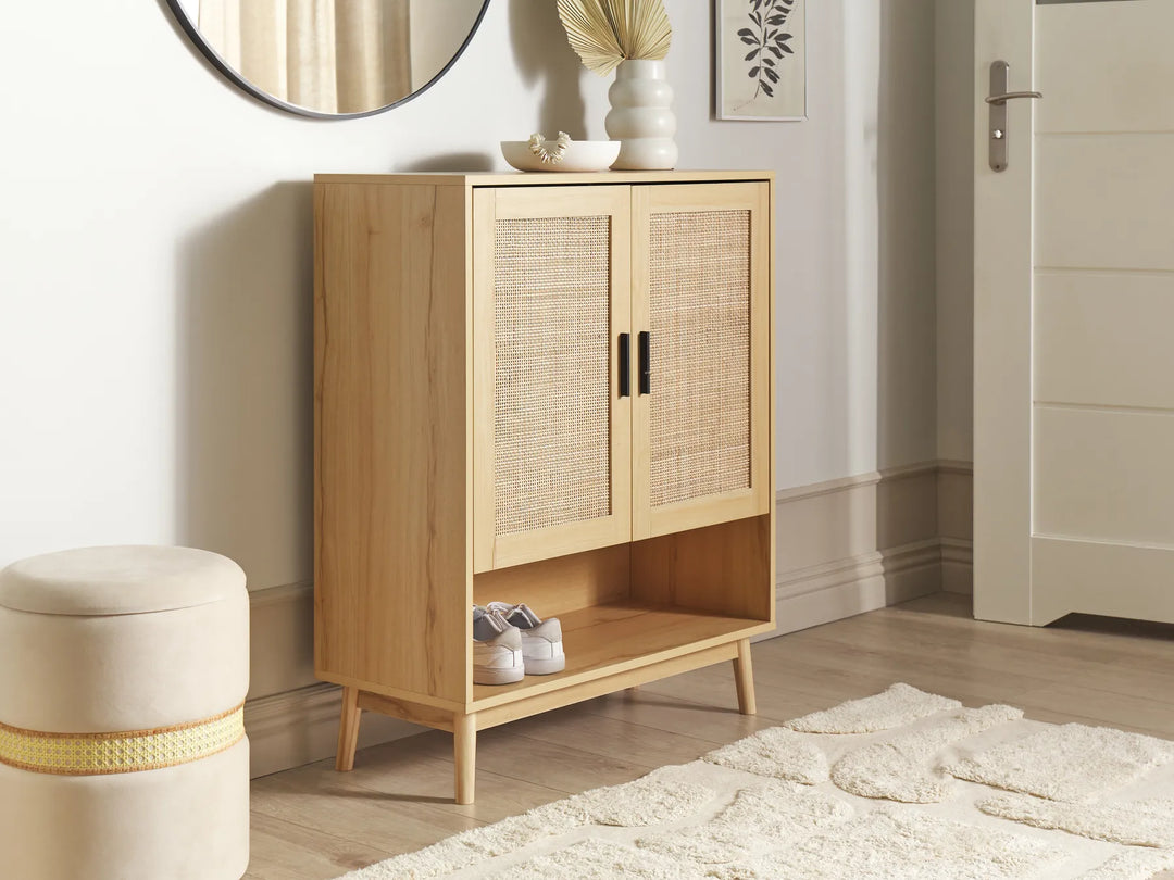Shoe Storage Cabinet Rattan Light Brown Pavona