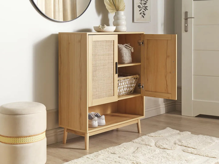 Shoe Storage Cabinet Rattan Light Brown Pavona