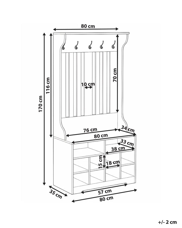 Shoe Storage with Coat Rack Dark Brown Hamilton