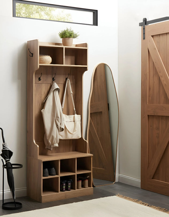 Shoe Storage with Coat Rack Light Brown Wagga