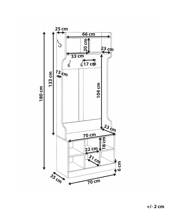 Shoe Storage with Coat Rack Light Brown Wagga