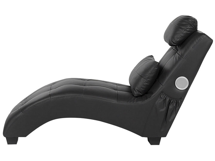 Simorre Faux Leather Chaise Lounge with Bluetooth Speaker USB Port Black