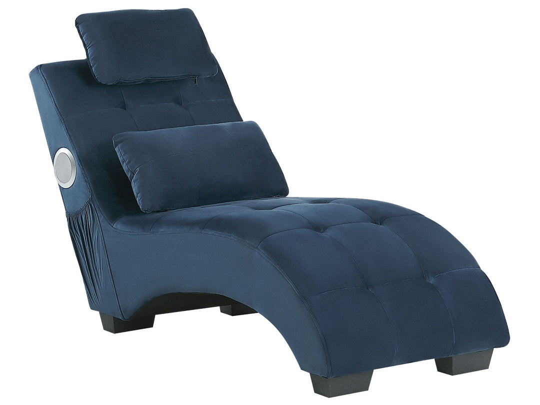 Simorre Velvet Chaise Lounge with Bluetooth Speaker USB Port Blue