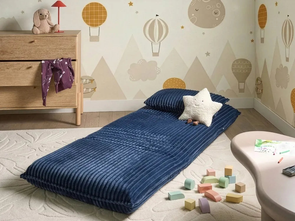 Single Sofa Bed Corduroy Blue Eirenox