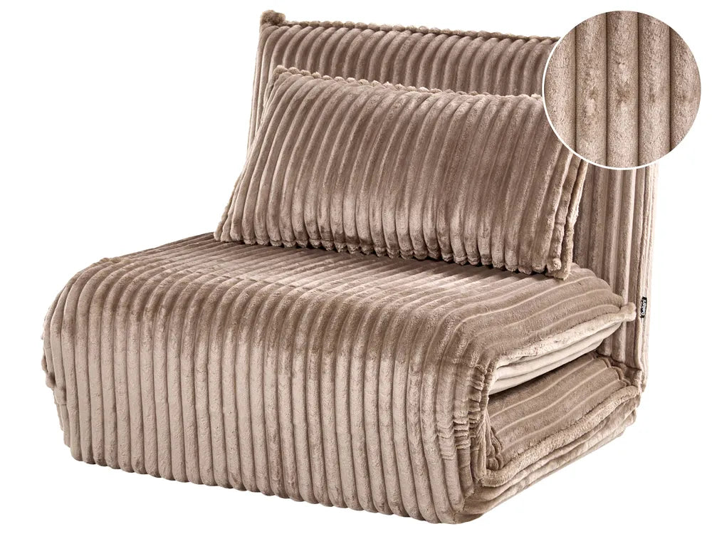 Single Sofa Bed Corduroy Light Brown Eirenox