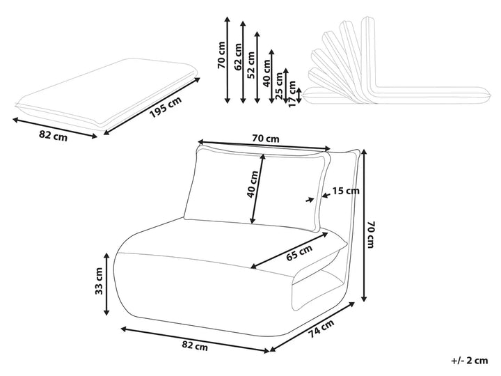 Single Sofa Bed Corduroy Light Brown Eirenox