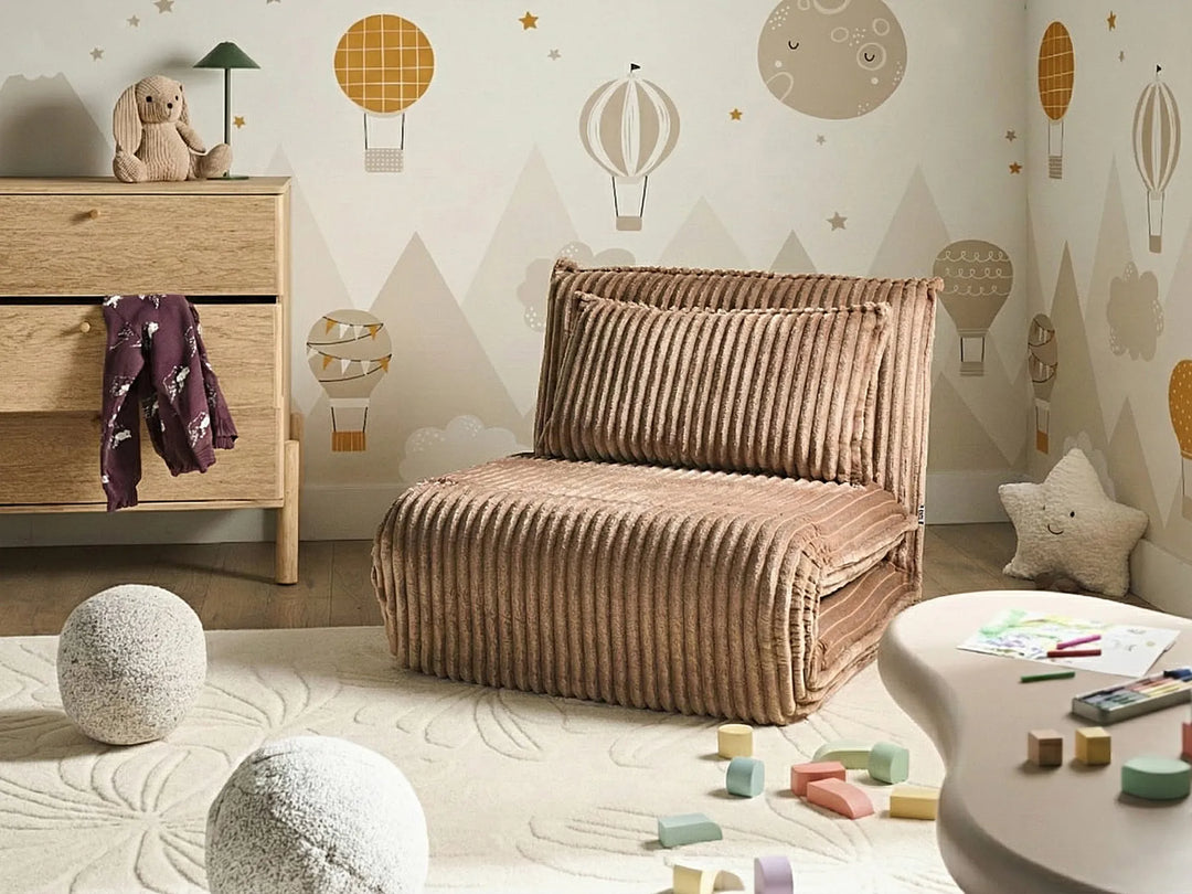 Single Sofa Bed Corduroy Light Brown Eirenox