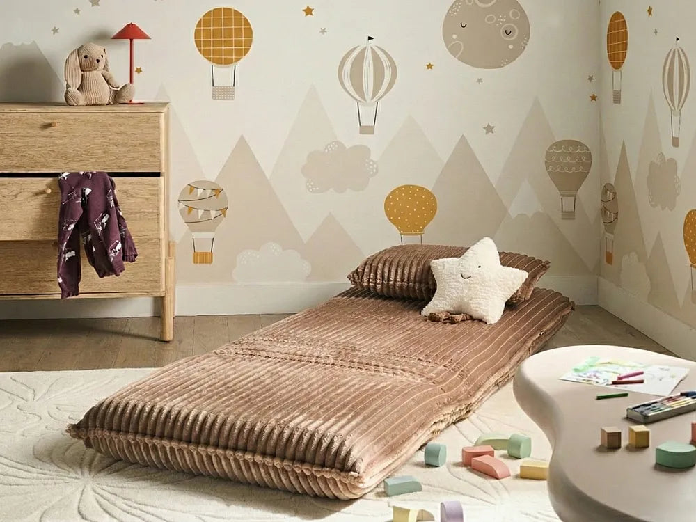 Single Sofa Bed Corduroy Light Brown Eirenox