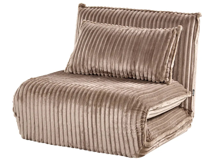 Single Sofa Bed Corduroy Light Brown Eirenox