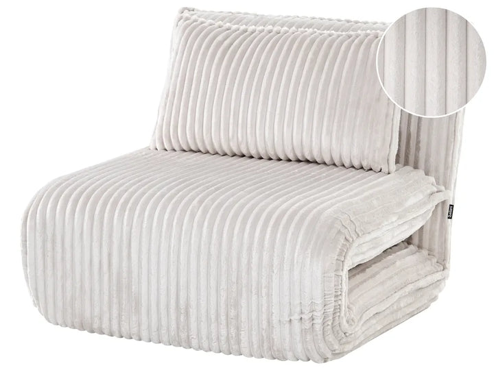 White ribbed fabric chair on a white background