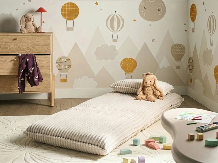 Single Sofa Bed Corduroy Off-White Eirenox