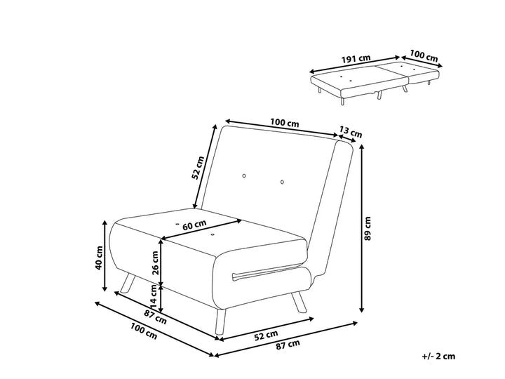 Single Sofa Bed Velvet Black Faelis