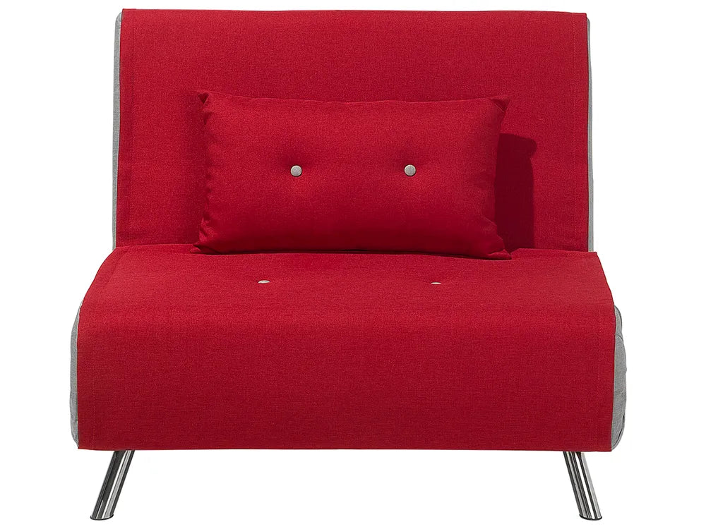 Single Sofa Bed Velvet Red Faelis