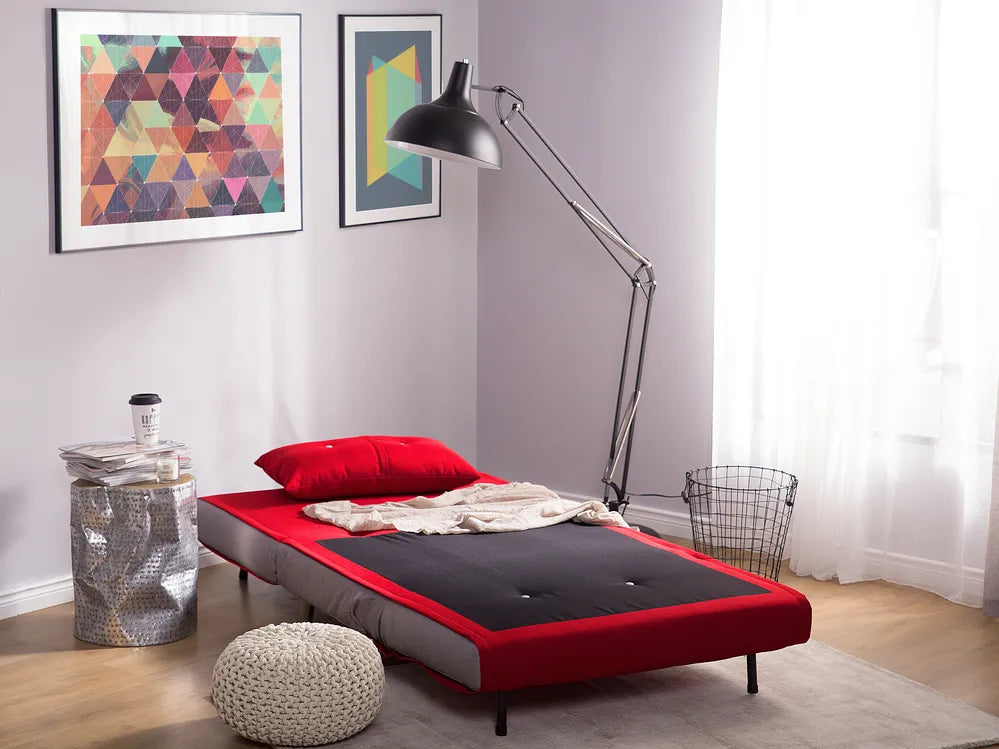 Single Sofa Bed Velvet Red Faelis