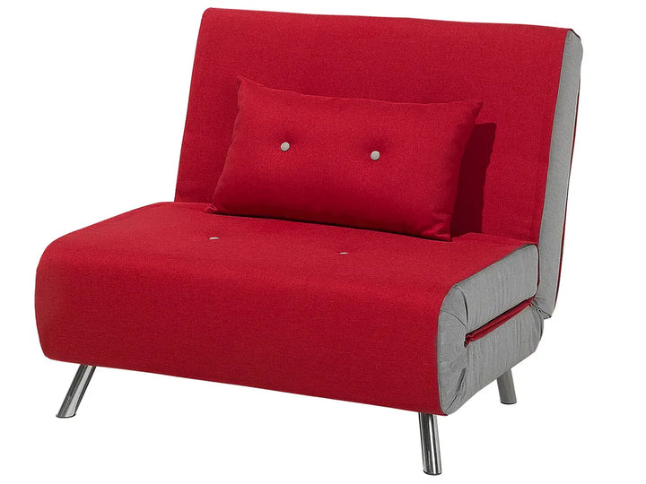 Single Sofa Bed Velvet Red Faelis
