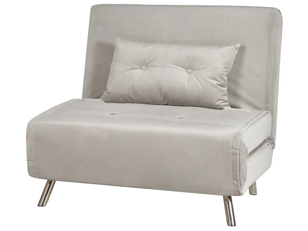 Single Sofa Bed Velvet Light Grey Faelis