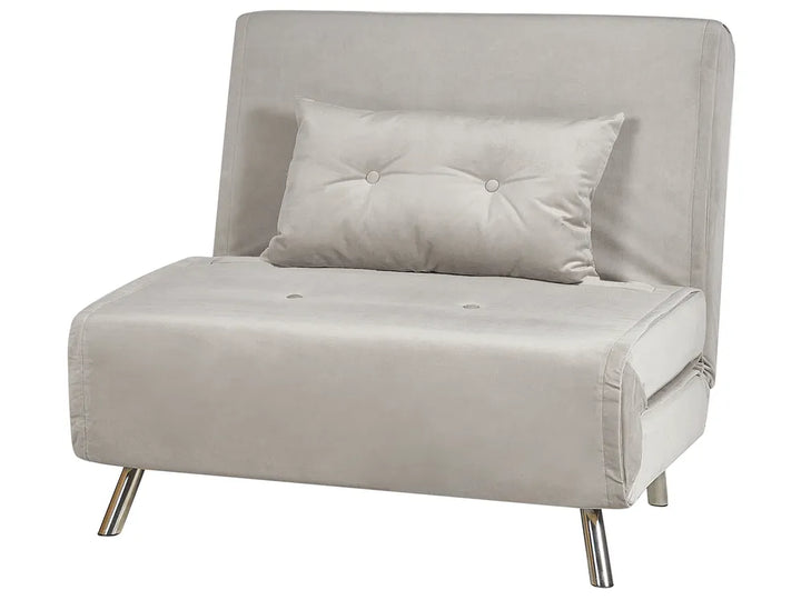 Single Sofa Bed Velvet Light Grey Faelis