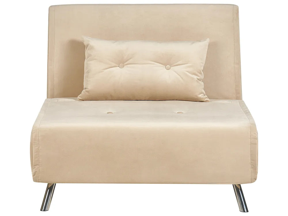 Single Sofa Bed Velvet Sand Beige Faelis