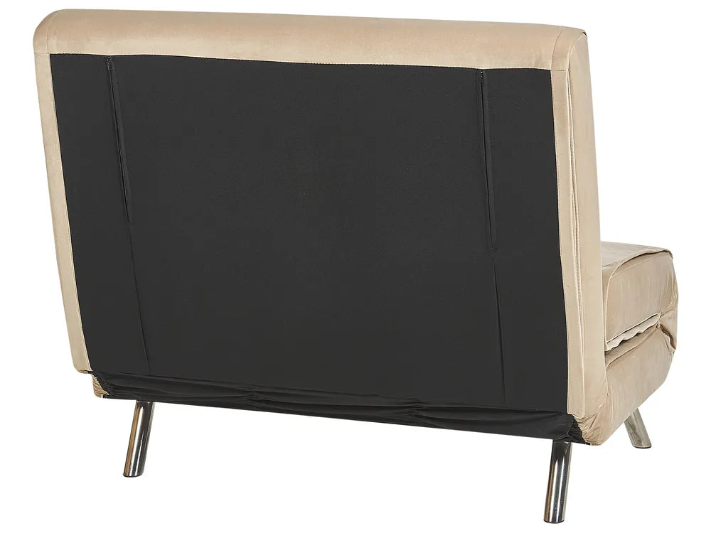 Single Sofa Bed Velvet Sand Beige Faelis