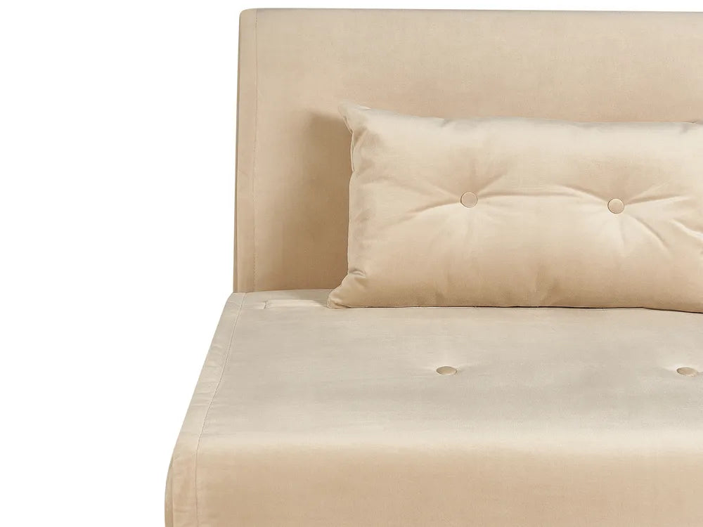 Single Sofa Bed Velvet Sand Beige Faelis