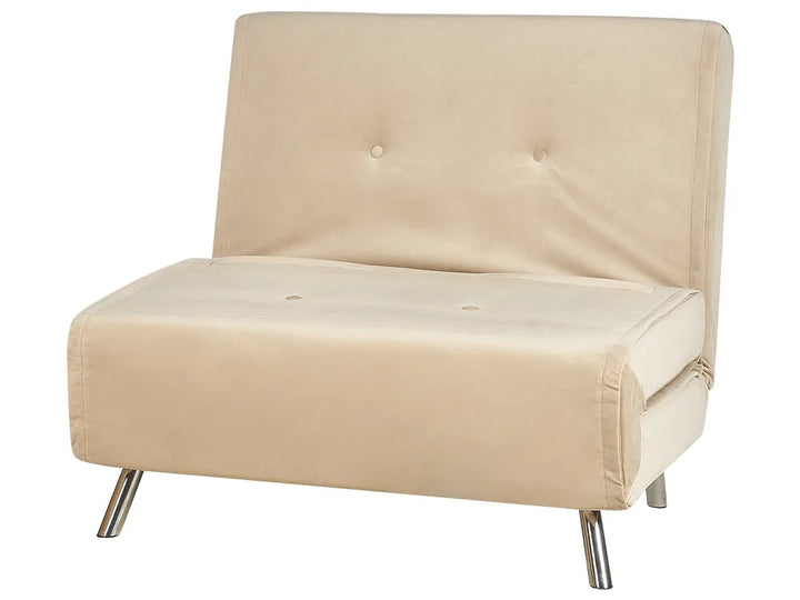 Single Sofa Bed Velvet Sand Beige Faelis