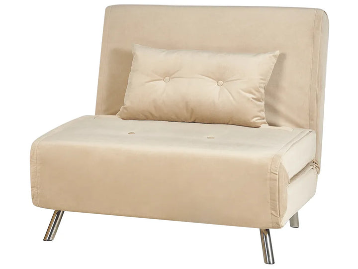 Single Sofa Bed Velvet Sand Beige Faelis