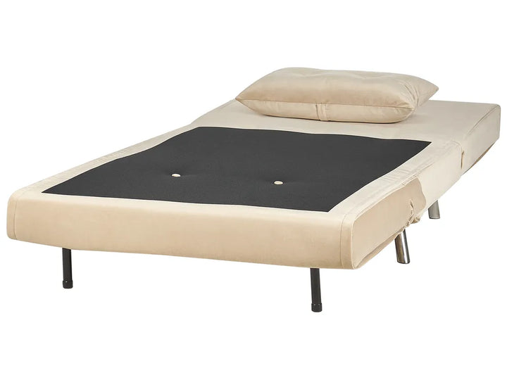 Single Sofa Bed Velvet Sand Beige Faelis