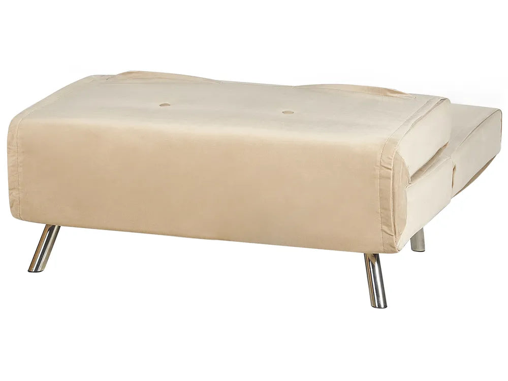 Single Sofa Bed Velvet Sand Beige Faelis
