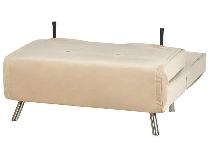Single Sofa Bed Velvet Sand Beige Faelis