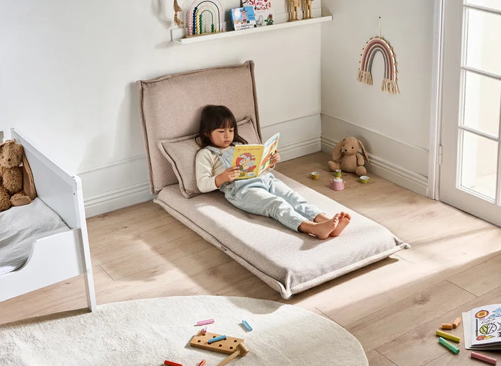 Single Sofa Bed Fabric Beige Devern