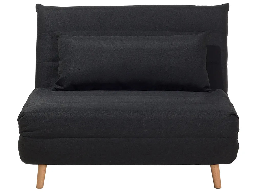 Single Sofa Bed Fabric Black Auren