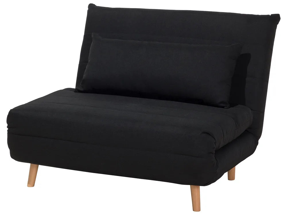 Single Sofa Bed Fabric Black Auren