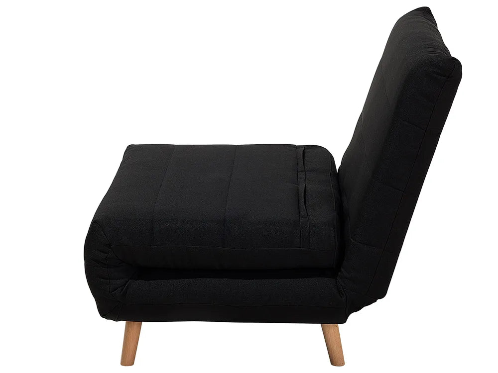 Single Sofa Bed Fabric Black Auren