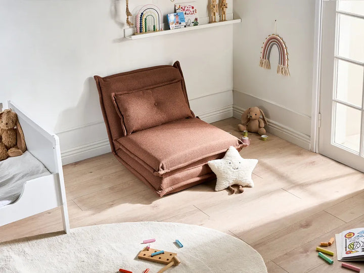 Single Sofa Bed Fabric Brown Devern