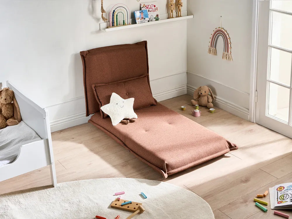 Single Sofa Bed Fabric Brown Devern