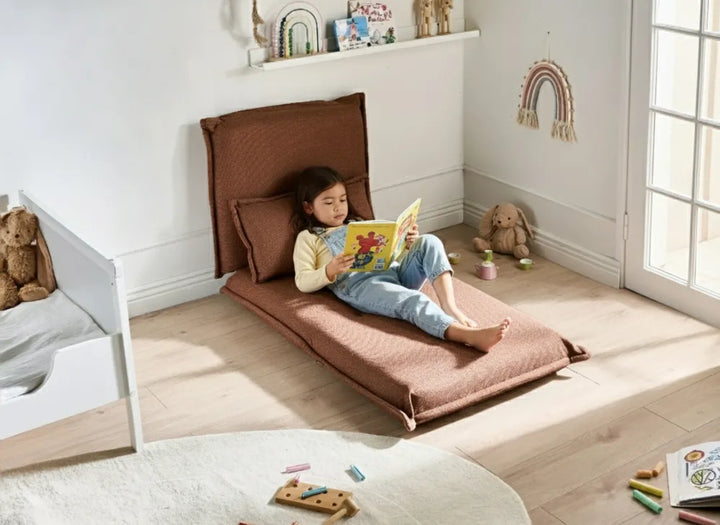 Single Sofa Bed Fabric Brown Devern