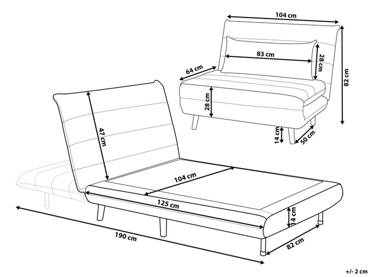 Single Sofa Bed Fabric Dark Grey Auren