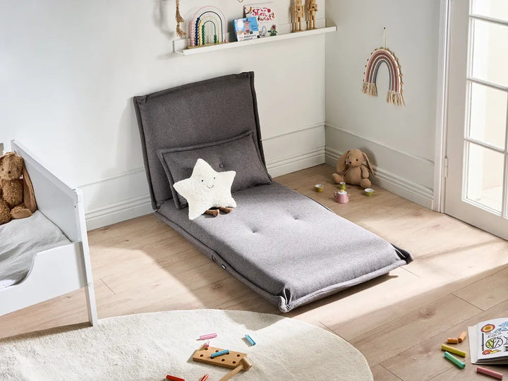 Single Sofa Bed Fabric Dark Grey Devern