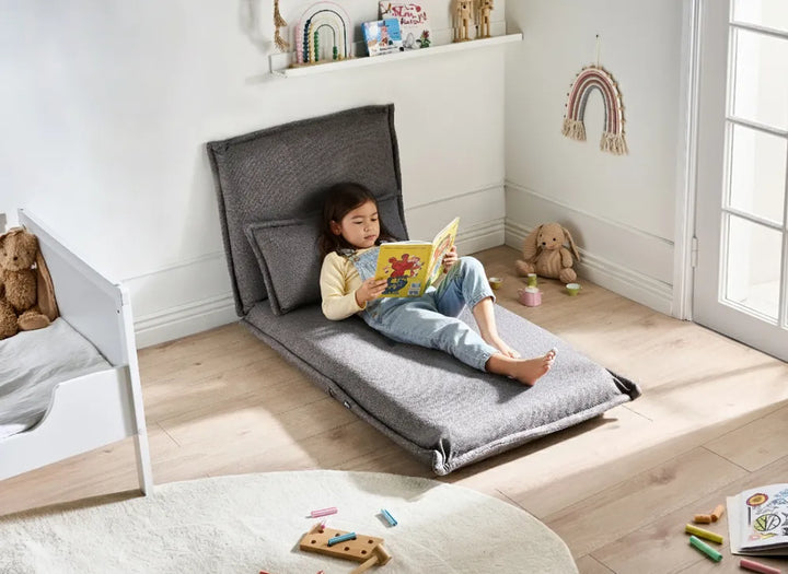 Single Sofa Bed Fabric Dark Grey Devern