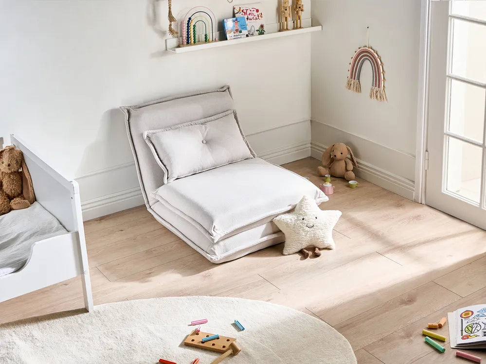 Single Sofa Bed Fabric Off-White Devern